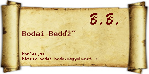 Bodai Bedő névjegykártya